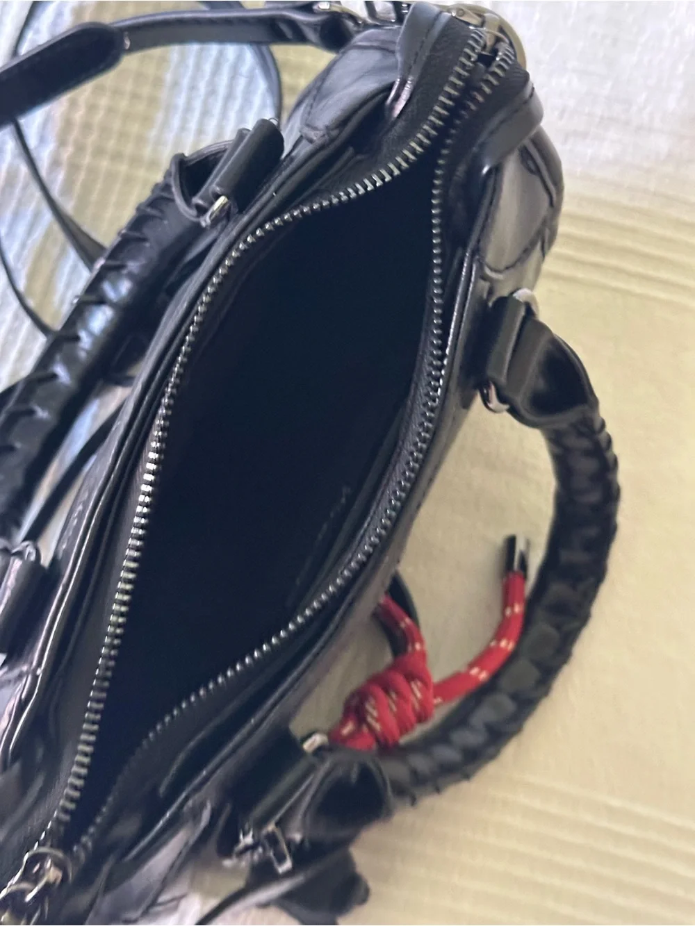 Steve Madden Black Leather Satchel with Bag Charms